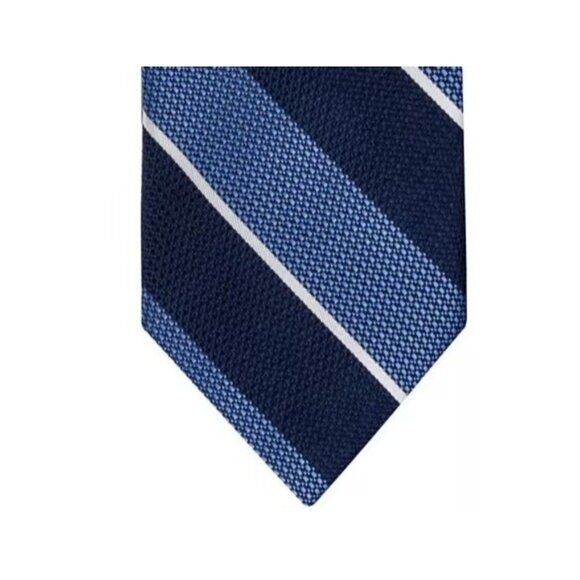 Tommy Hilfiger Men's Classic Textured Stripe Tie Navy/blue OS NWT - Picture 2 of 4